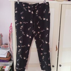 Black floral print pants